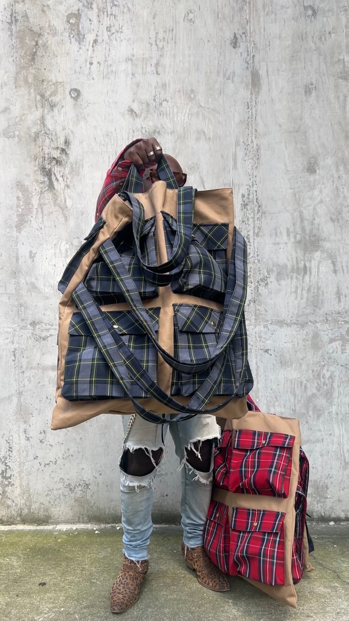 Plaid Canvas Tote Bag
