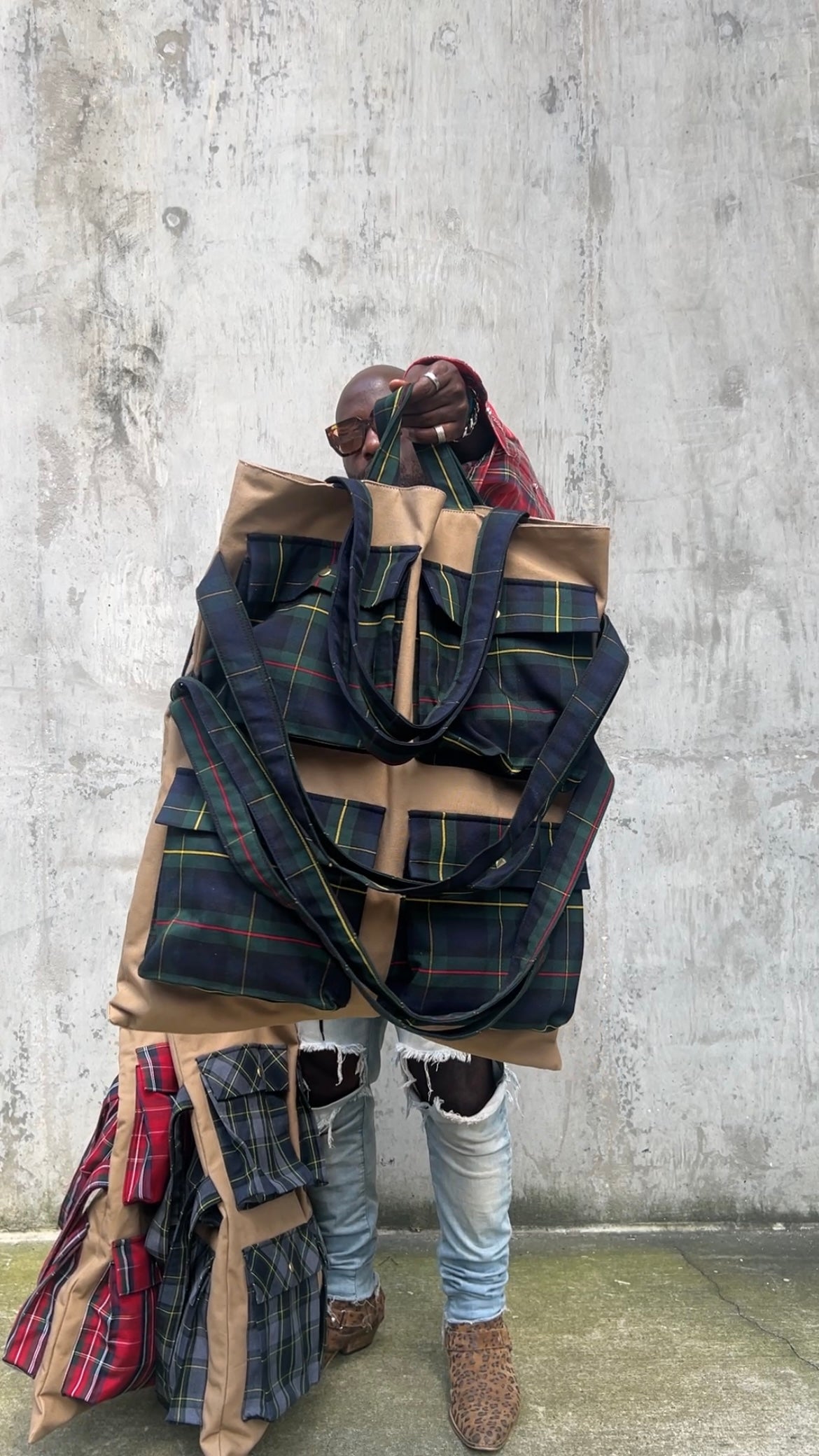 Plaid Canvas Tote Bag