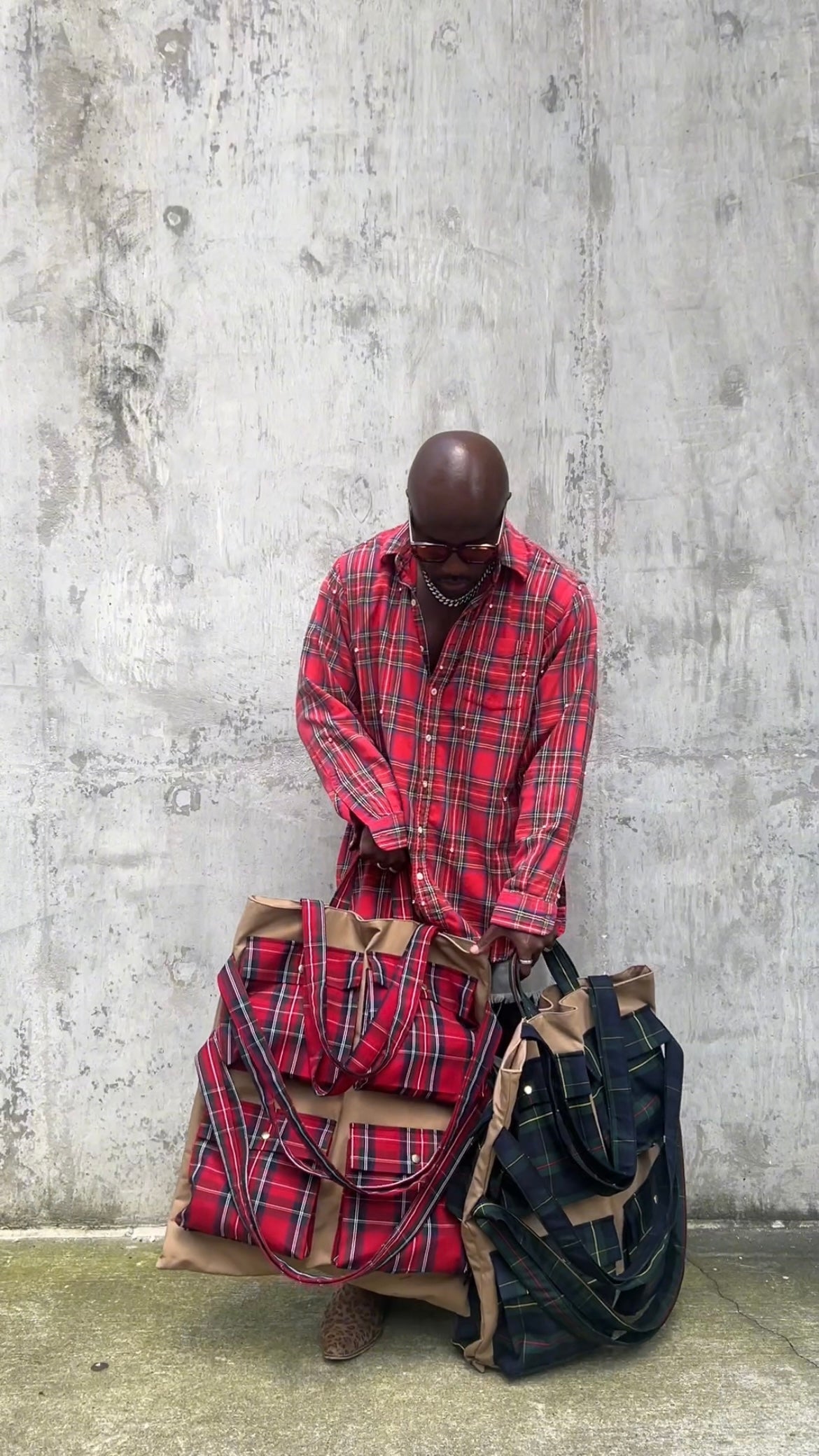 Plaid Canvas Tote Bag