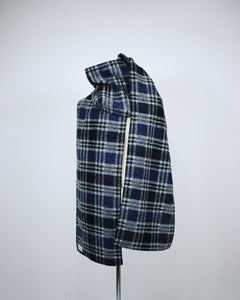 Navy Plaid Wool Scarf