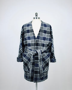 Navy Plaid Cardigan