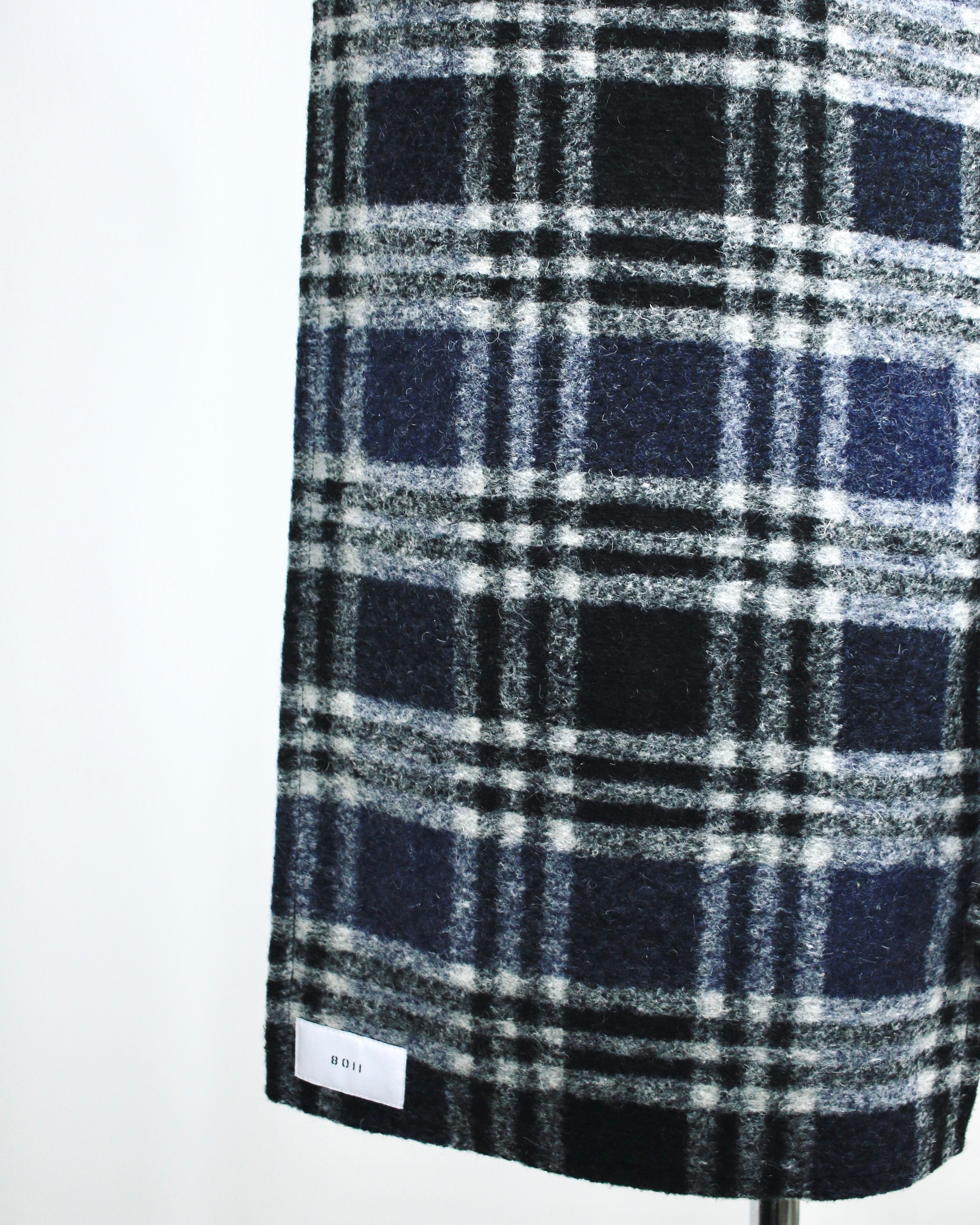 Navy Plaid Wool Scarf