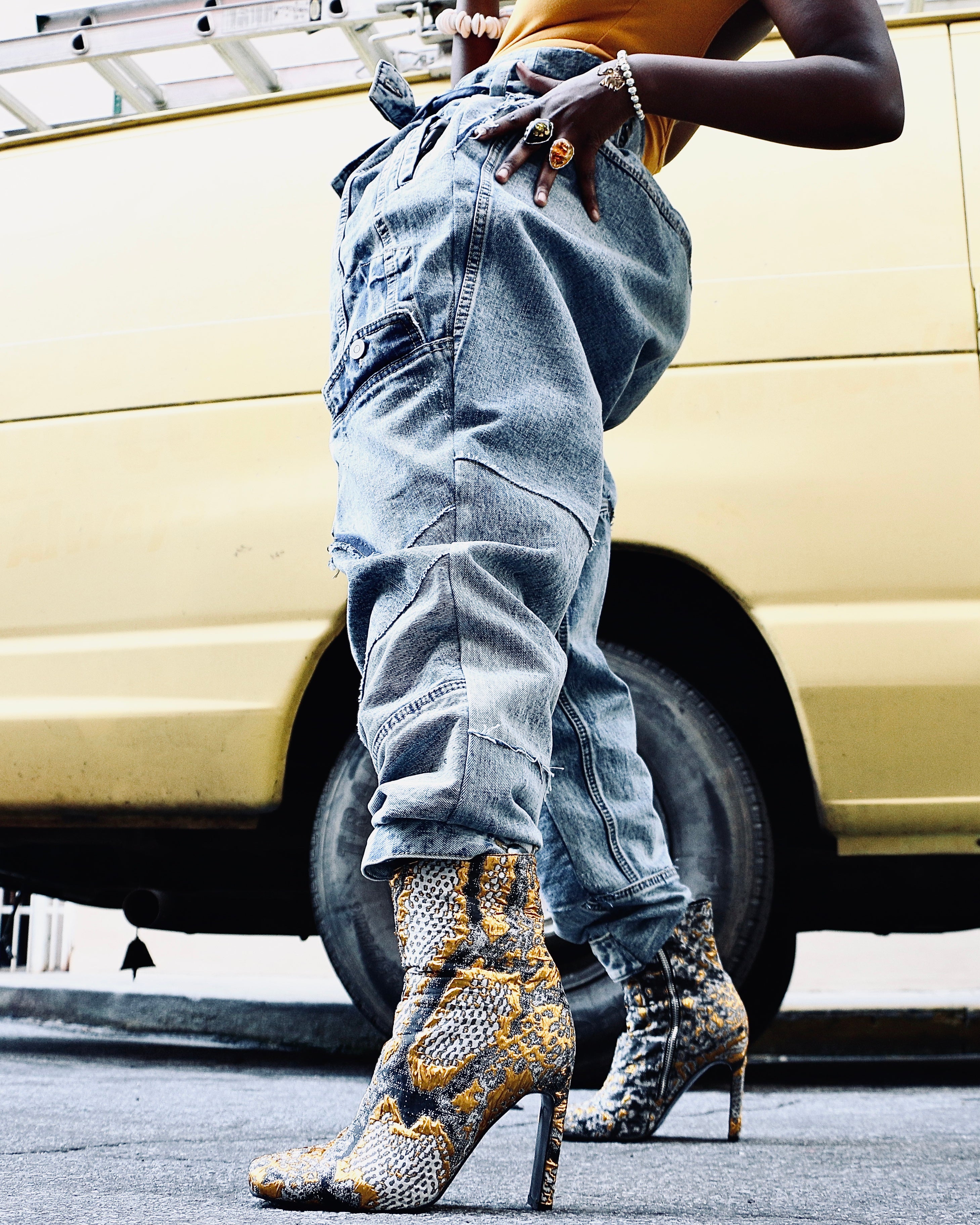 Square-toe Metallic Boot